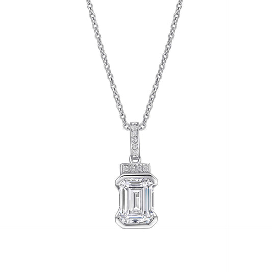 Diamonfire Emerald Cut Half Bezel Drop Pendant