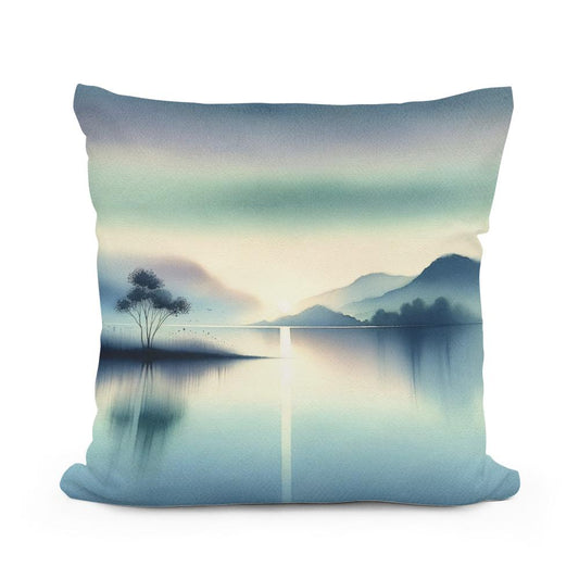 Serene Waterscape Cotton Cushion