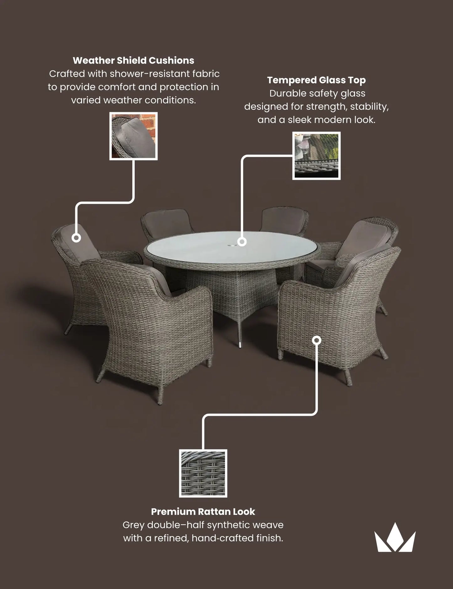 Paris 6 Seater Round Imperial Dining Set
