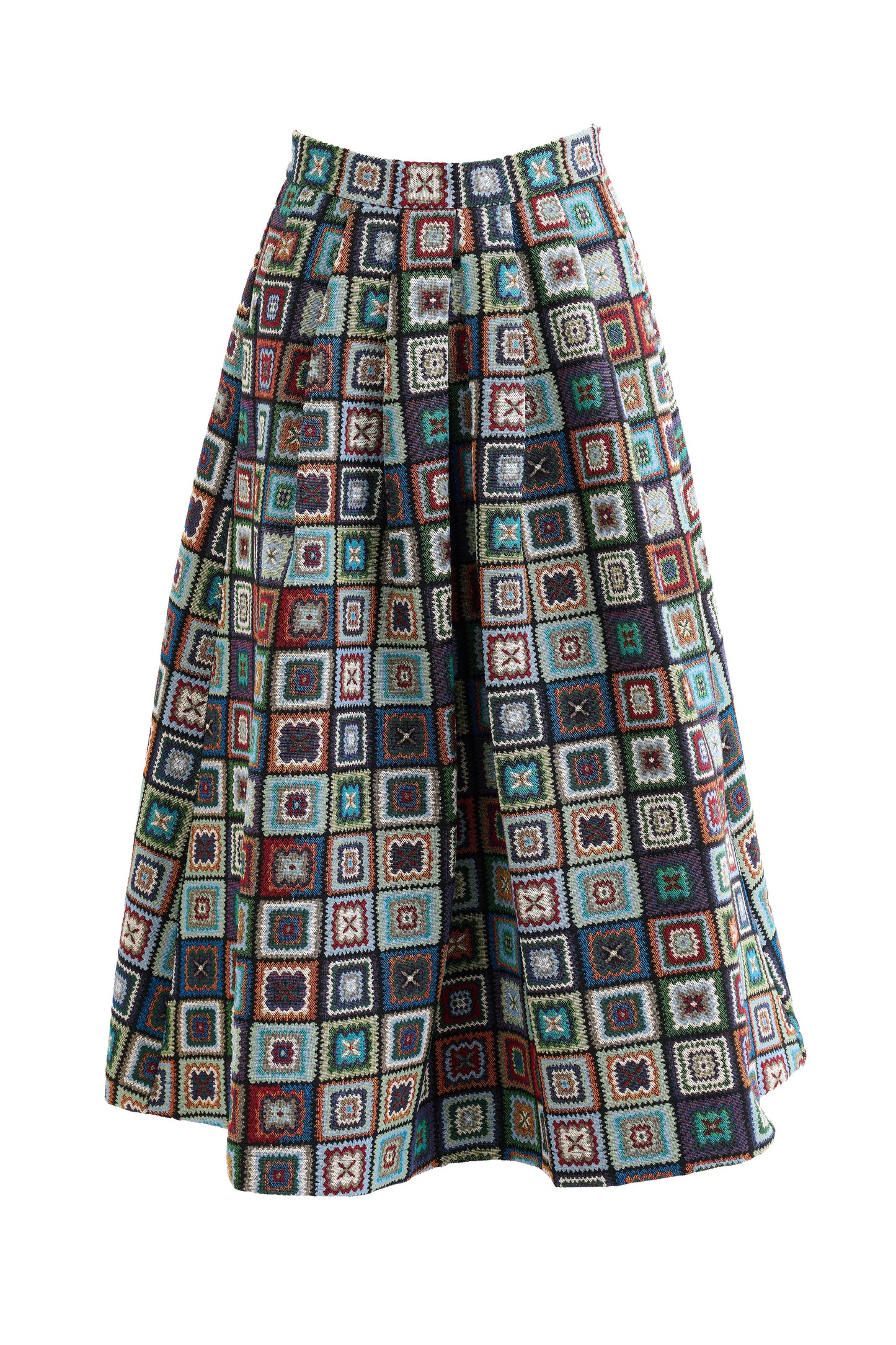 Pasadena 70'S Patch Jacquard Midi Skirt