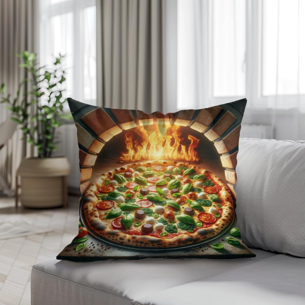 Rustic Italian Pizza Cotton Cushion