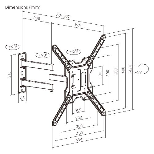 ProperAV TV Wall Bracket (23" - 65" / 30kg Capacity / VESA Max. 400x400)
