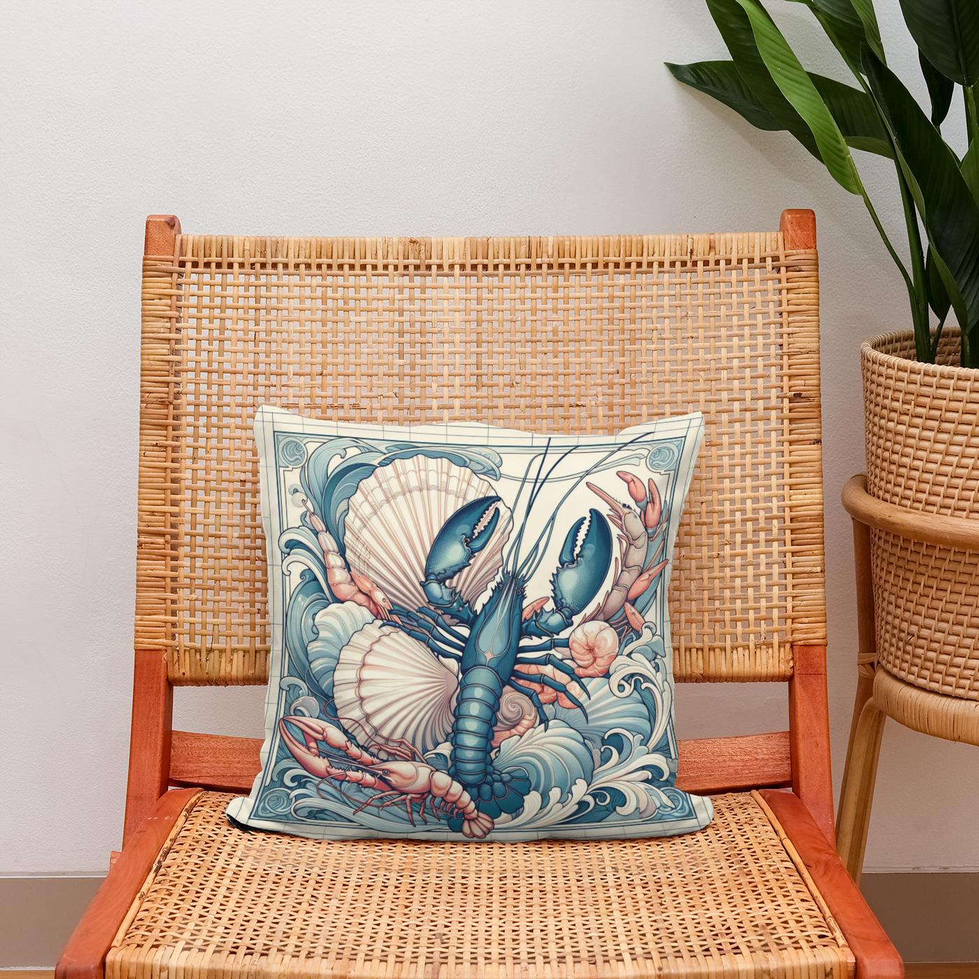 Seafood Splendor Cotton Cushion