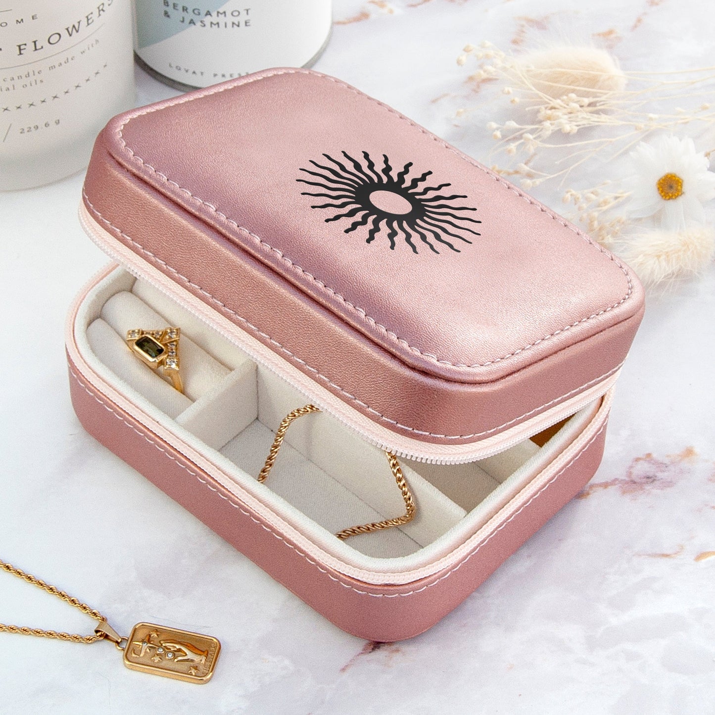 Sparkly Pink Sun Jewellery Case