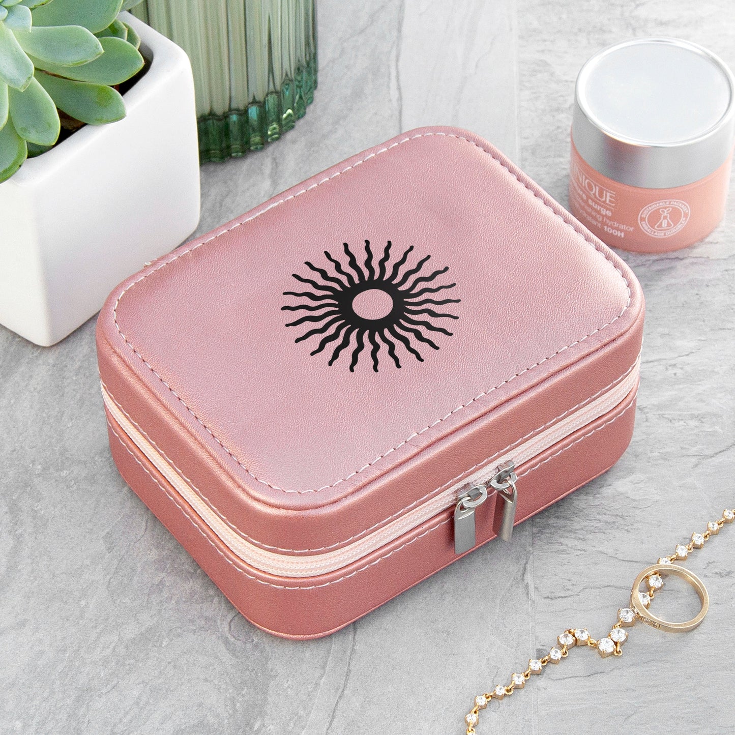 Sparkly Pink Sun Jewellery Case