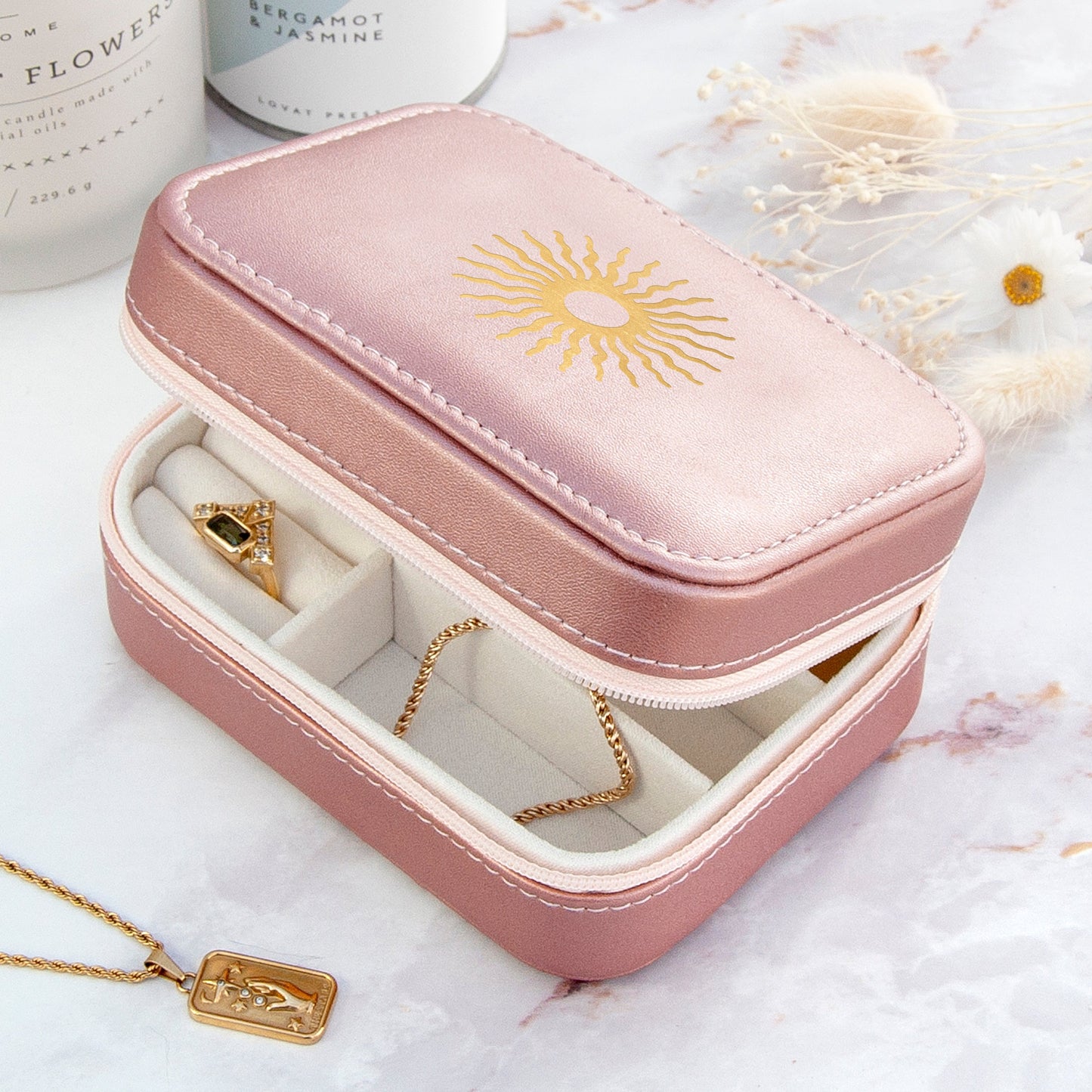 Sparkly Pink Sun Jewellery Case
