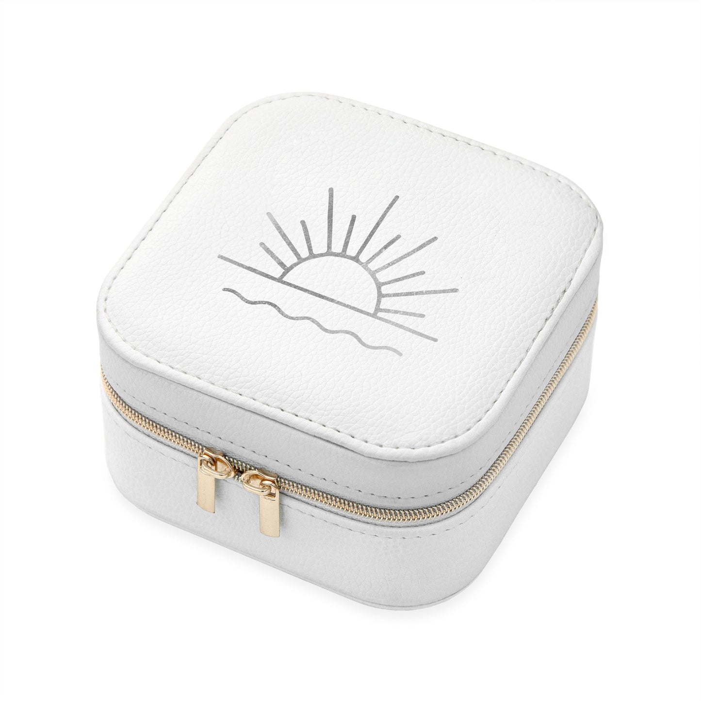 Sunset White Square Travel Jewellery Case