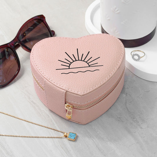 Sunset Pink Heart Jewellery Case