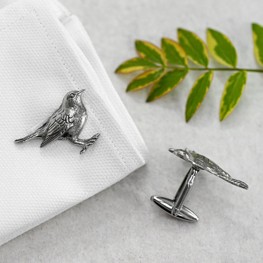 Men's Large Garden Robin Cufflinks