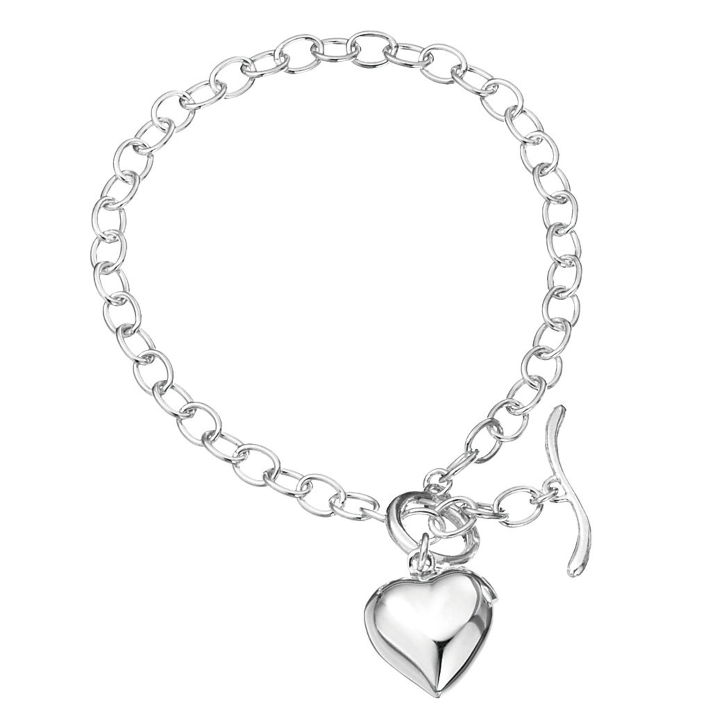 Sterling Silver Chain Bracelet with Heart Charm