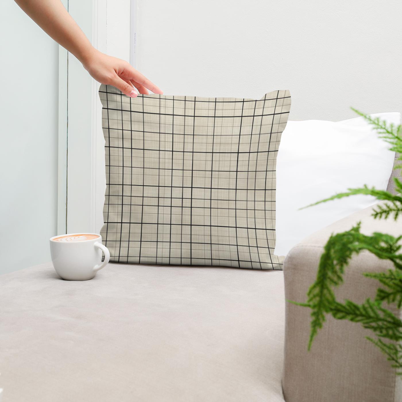 Elegant Grid Cotton Cushion