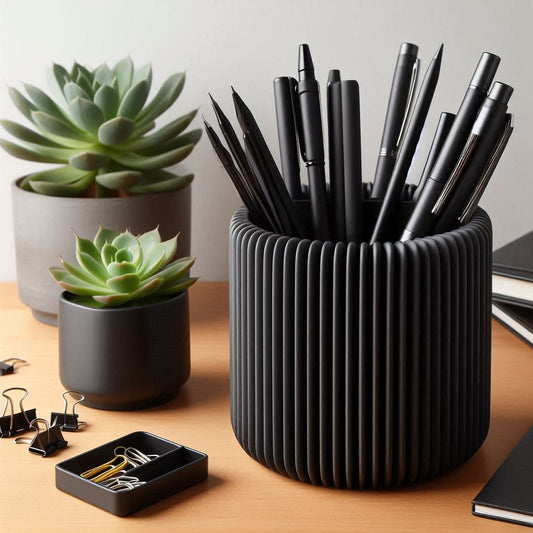 Modern Ribbed Pencil Holder – Minimalist 3D Printed Desk Organiser