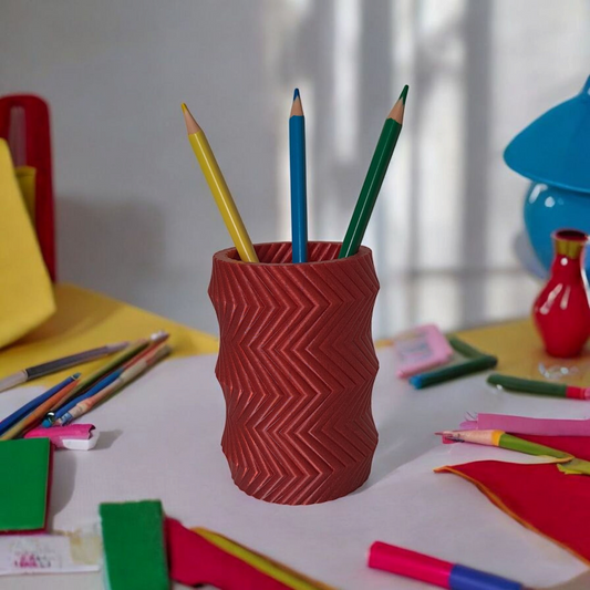 Ribbed Pencil Holder & Toothbrush Cup - Modern Desk & Bath Organiser