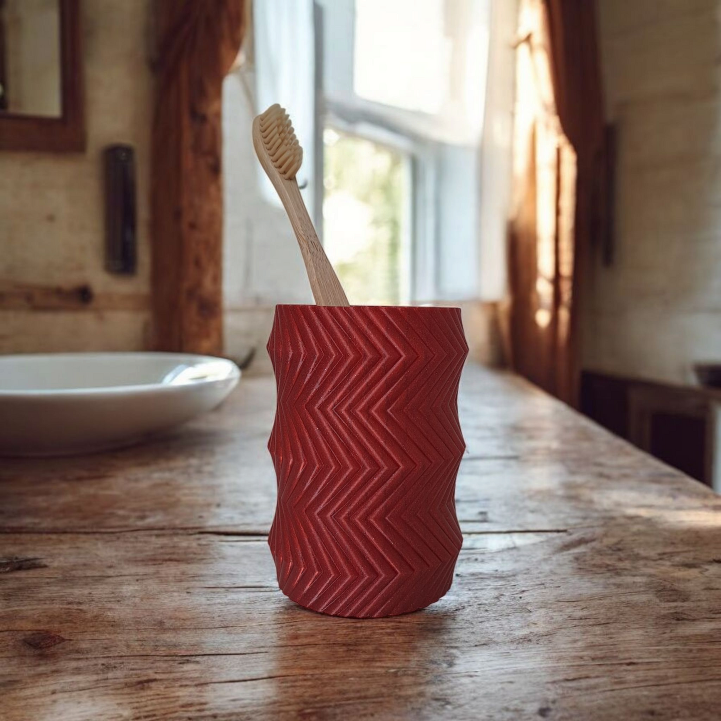 Ribbed Pencil Holder & Toothbrush Cup - Modern Desk & Bath Organiser