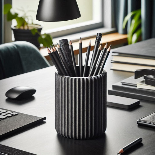 Ribbed Pen Holder with Fuzzy Texture – Modern Minimalist Desk Organiser