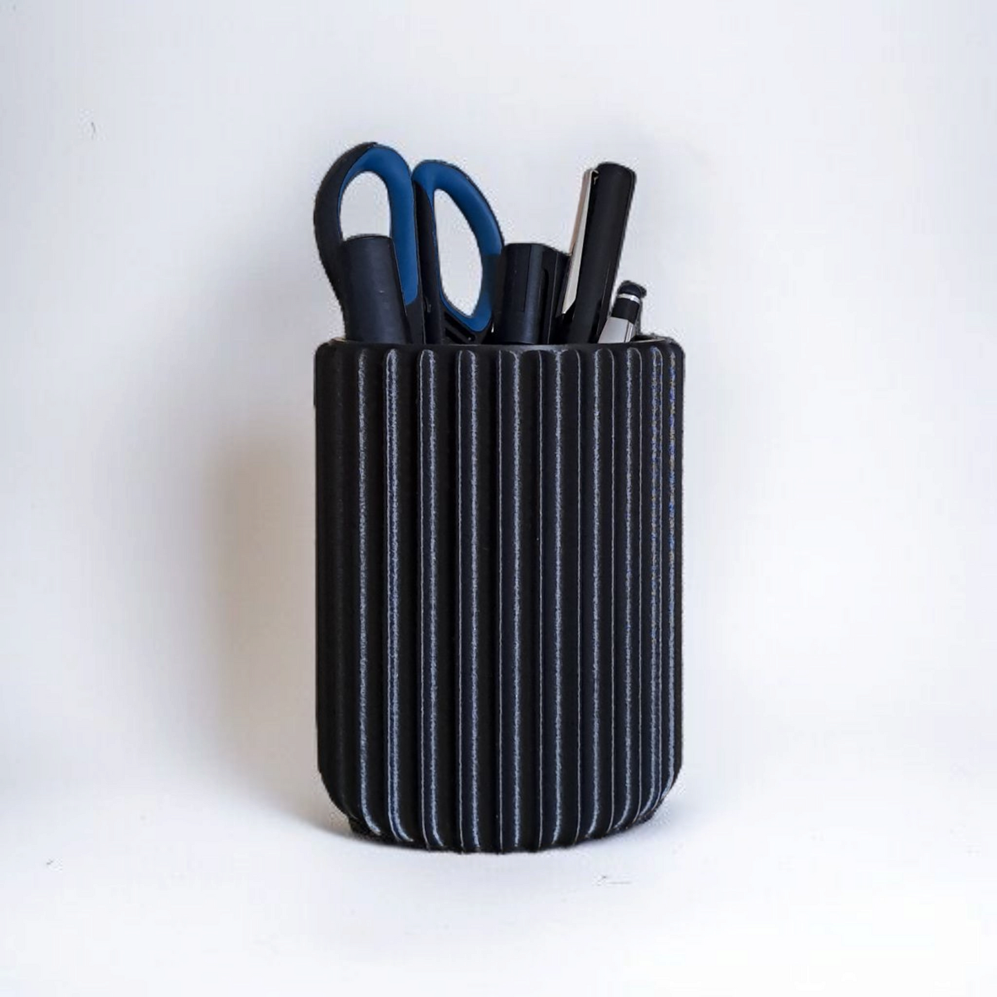 Ribbed Pen Holder with Fuzzy Texture – Modern Minimalist Desk Organiser