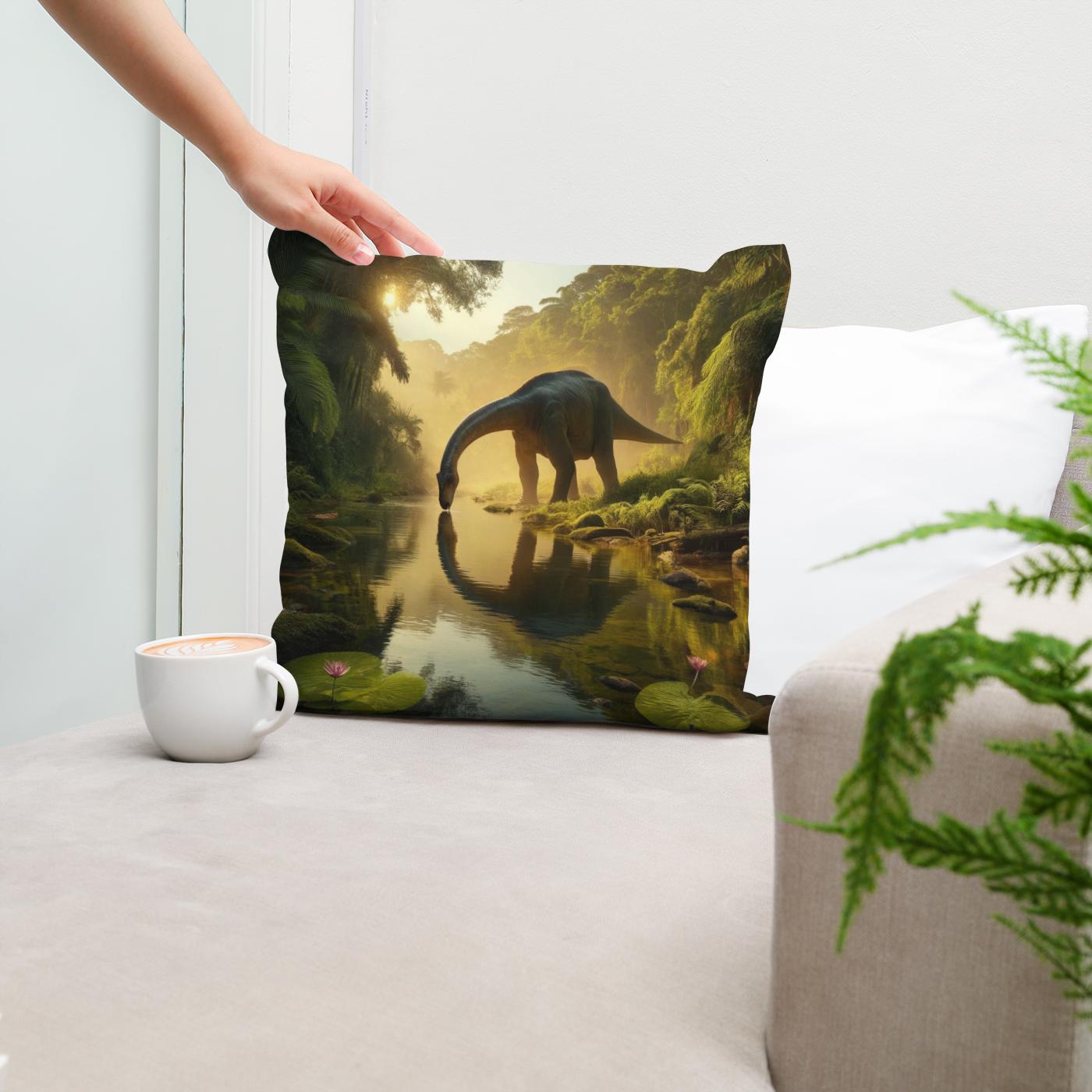 Golden Hour Brachiosaurus Cotton Cushion