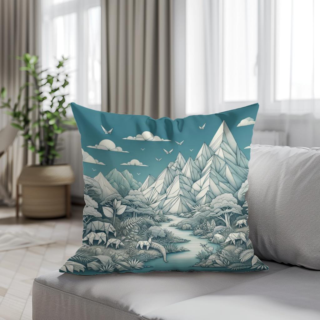Paper Wilderness Panorama Cotton Cushion
