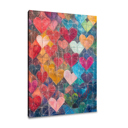 Intertwined Hearts Geometry Canvas