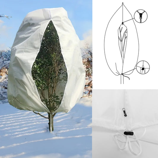 Protective Plant Cover, 50gsm Sack with Cord and Zipper, Diameter: 80cm, Size: 1.25m x 2 m