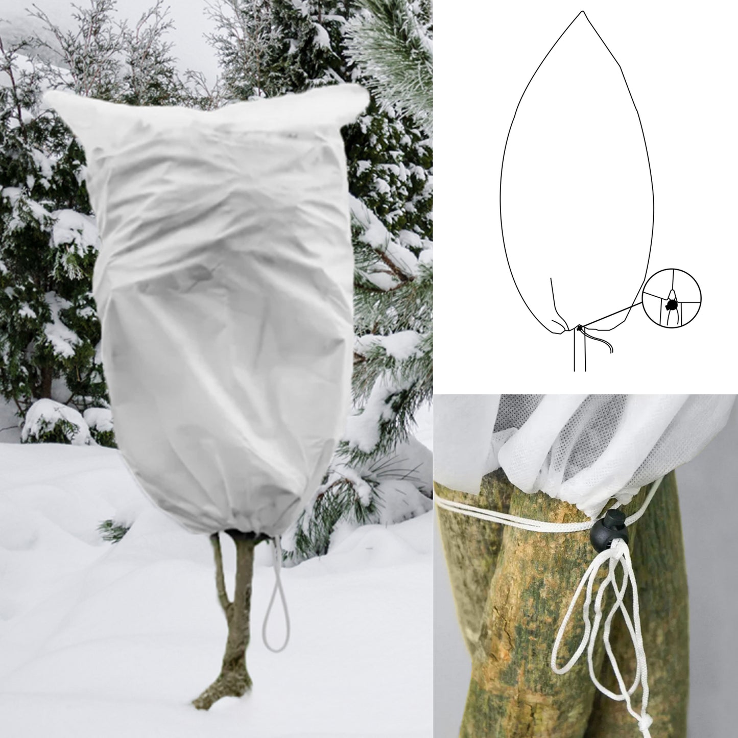 Protective Plant Cover, 50gsm Sack with Cord, Diameter: 51 cm, Size: 0.8m x 1 m