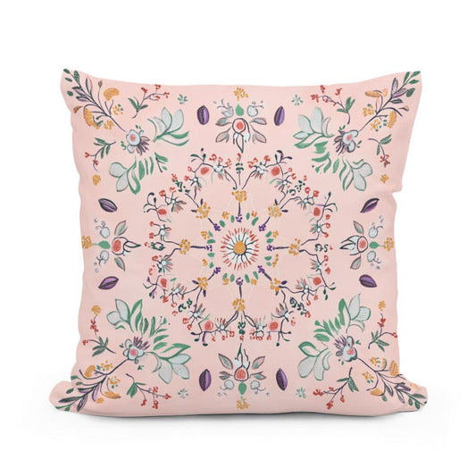 Pastel Folk Blossom Cotton Cushion