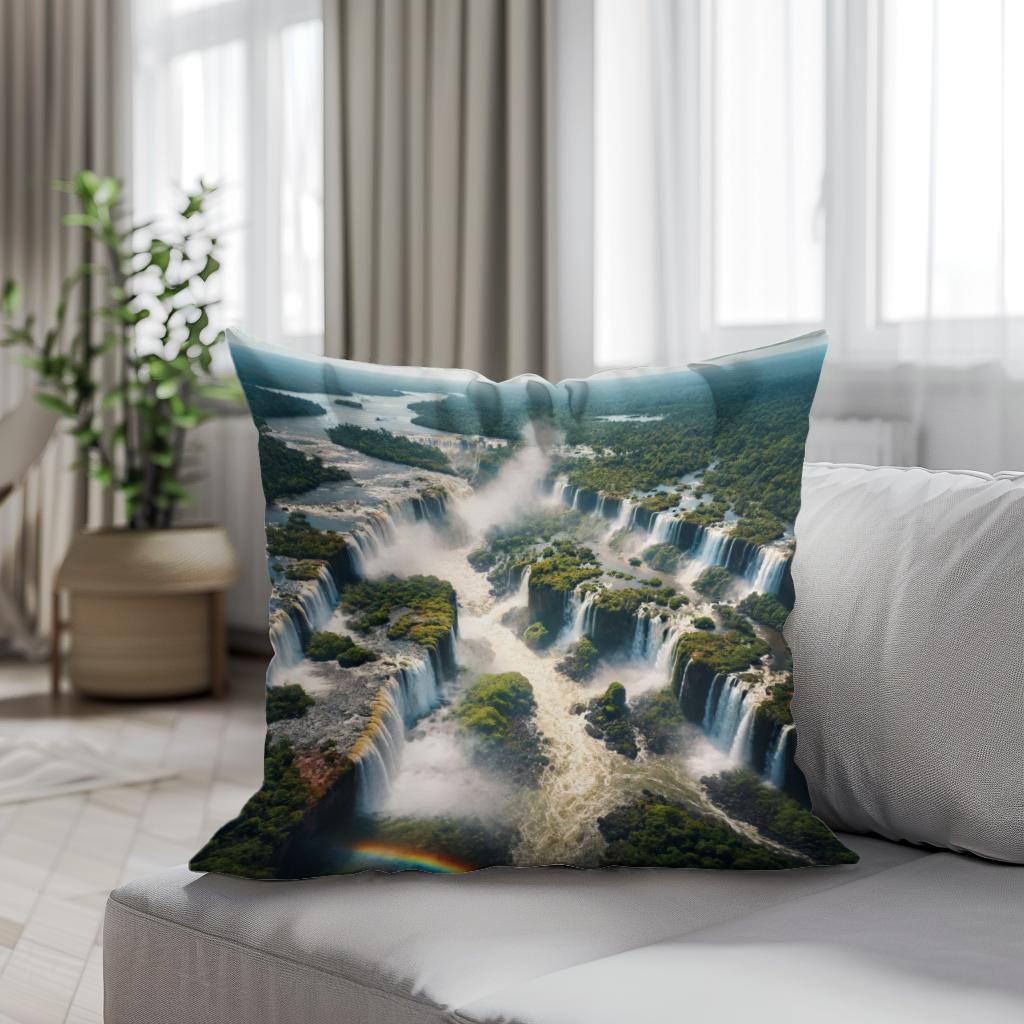Iguazu Falls Panorama Cotton Cushion