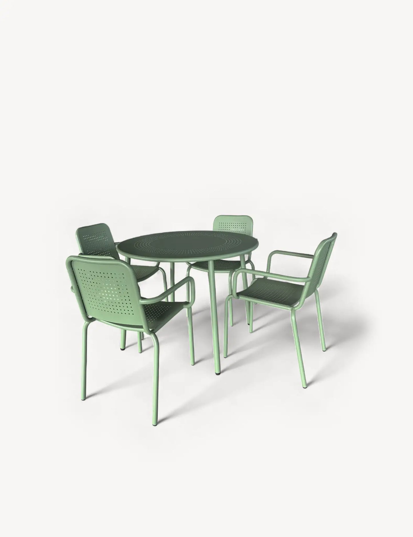 Porto 4 Seater Round Dining Set in Moss