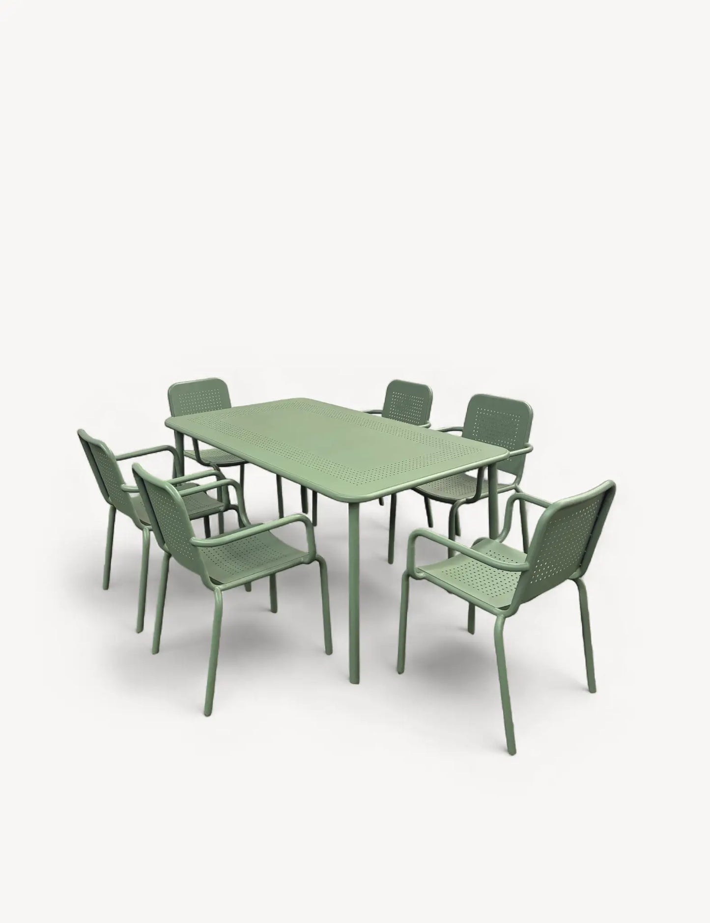 Porto 6 Seater Rectangular Dining Set in Moss