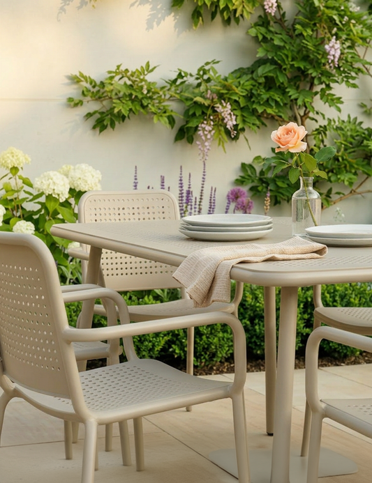 Porto 6 Seater Rectangular Dining Set in Cashmere