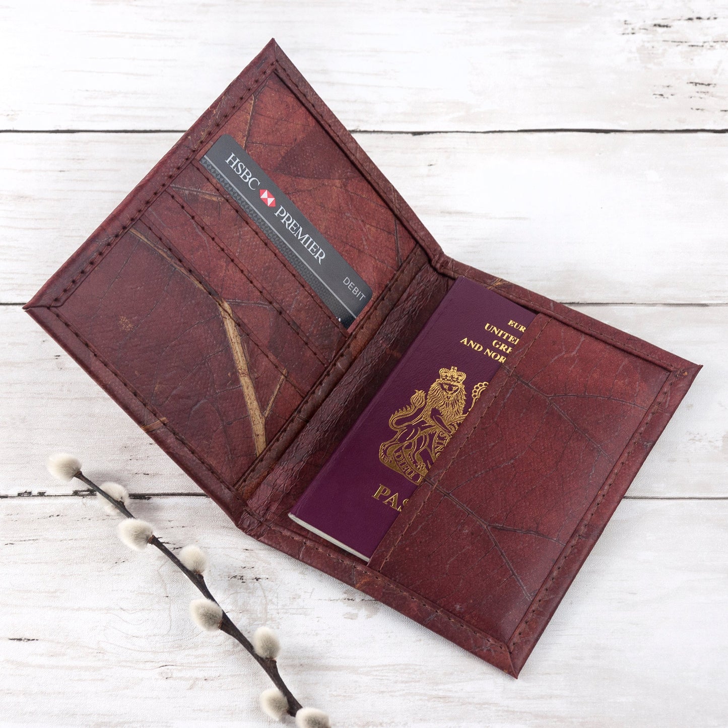 Vegan Teak Leaf Leather Passport Covers