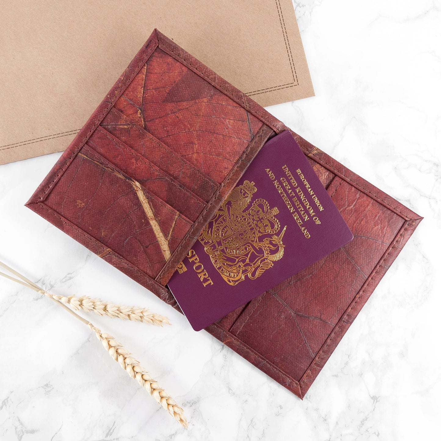 Vegan Teak Leaf Leather Passport Covers