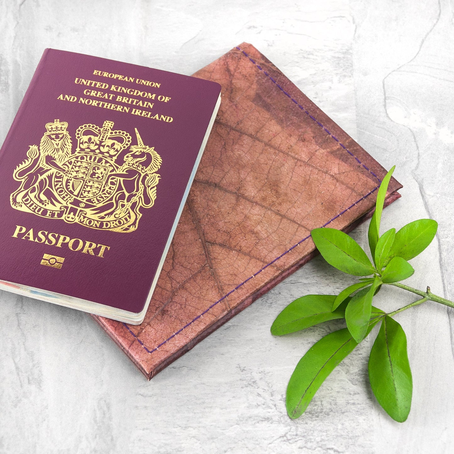 Vegan Teak Leaf Leather Passport Covers