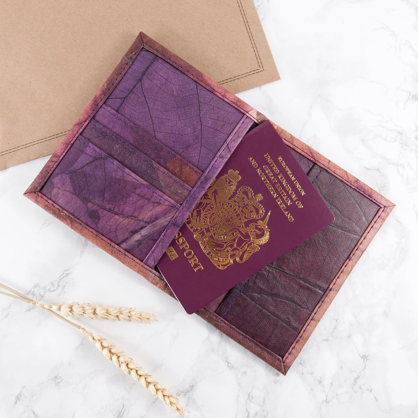 Vegan Teak Leaf Leather Passport Covers