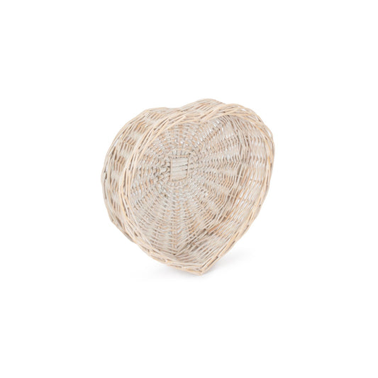 Medium White Wash Heart Shaped Tray Basket