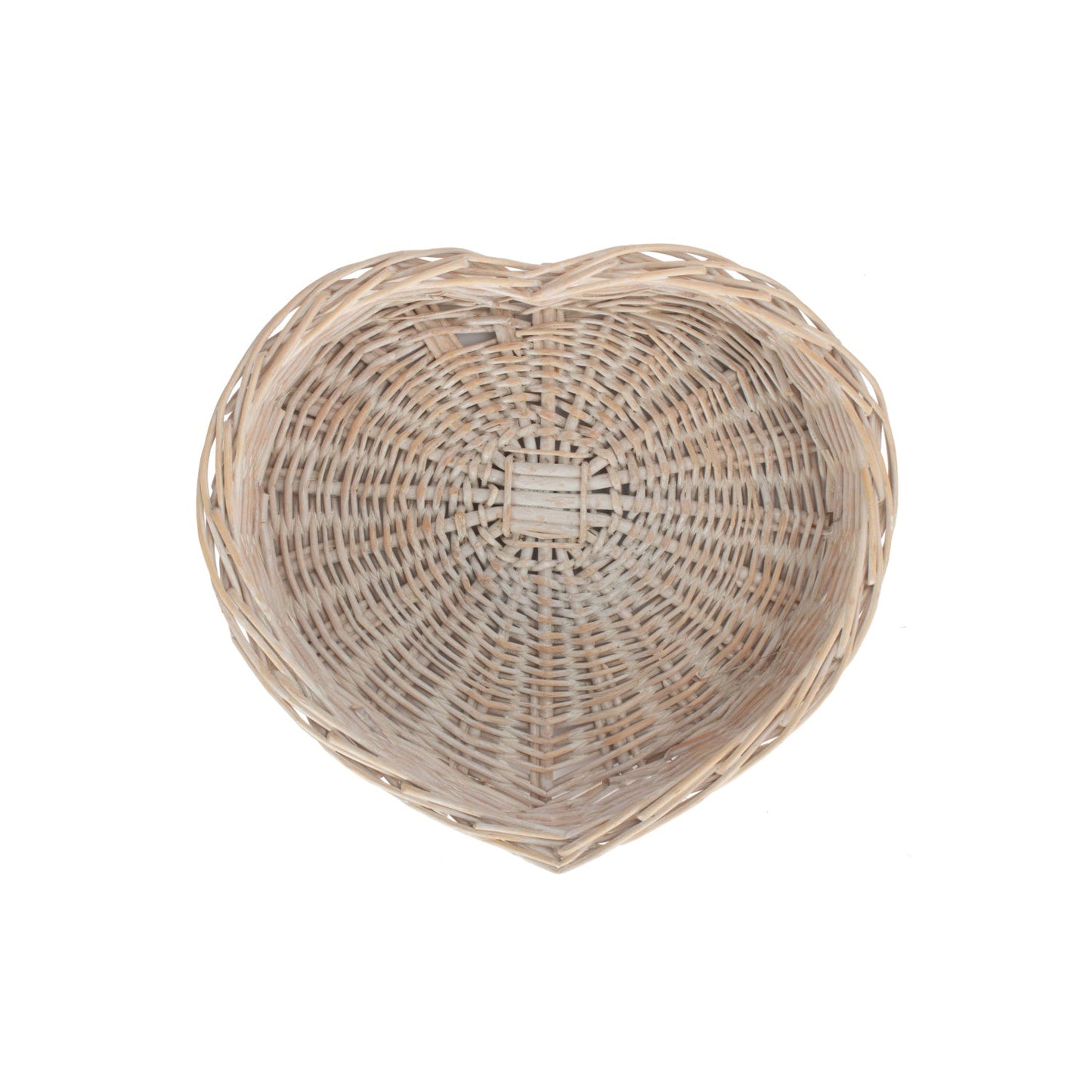 Medium White Wash Heart Shaped Tray Basket
