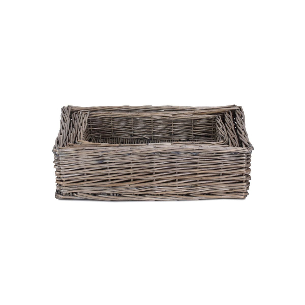 Antique Wash Rectangular Straight Sided Tray Basket Set 3