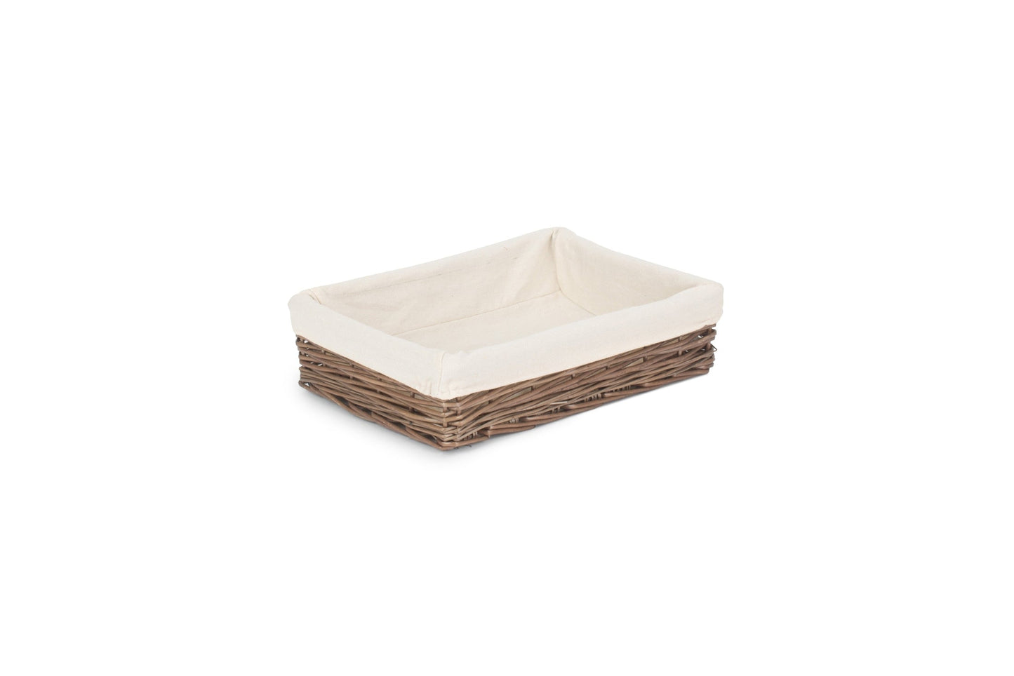 Medium Lined Antique Wash Straight Sided Tray Basket