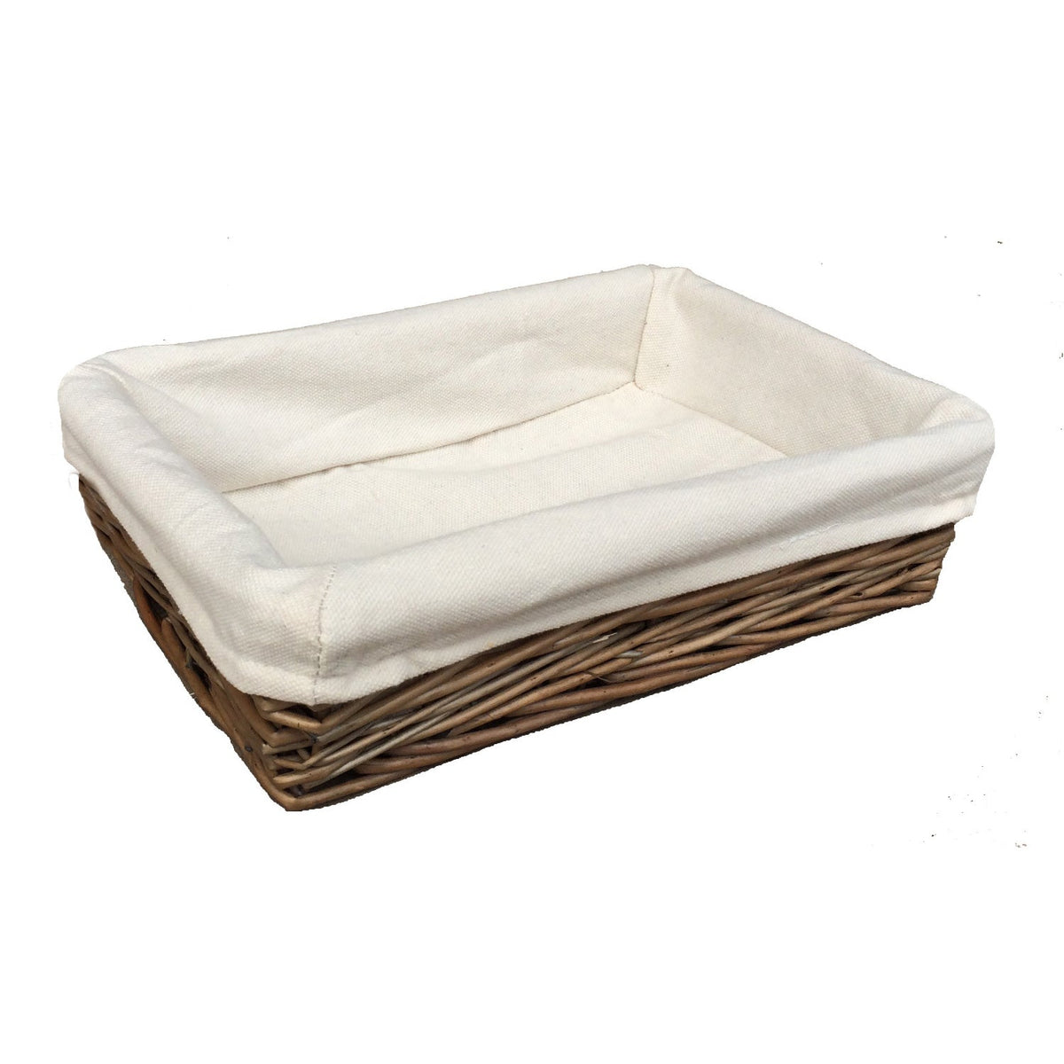 Medium Lined Antique Wash Straight Sided Tray Basket