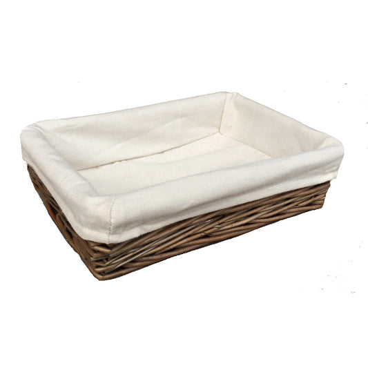 Medium Lined Antique Wash Straight Sided Tray Basket
