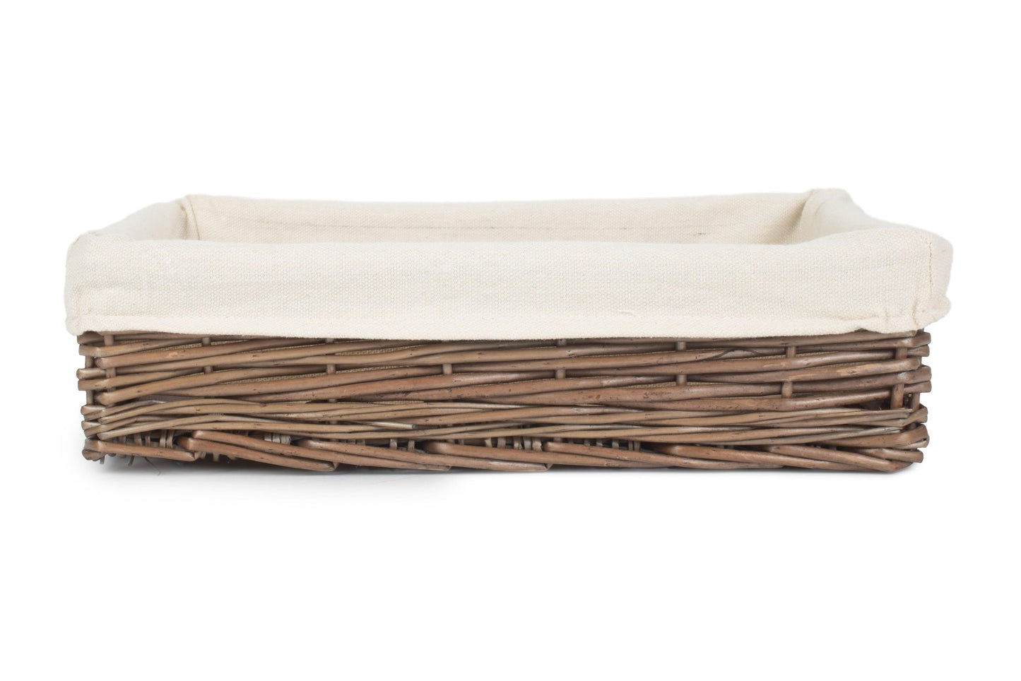 Medium Lined Antique Wash Straight Sided Tray Basket