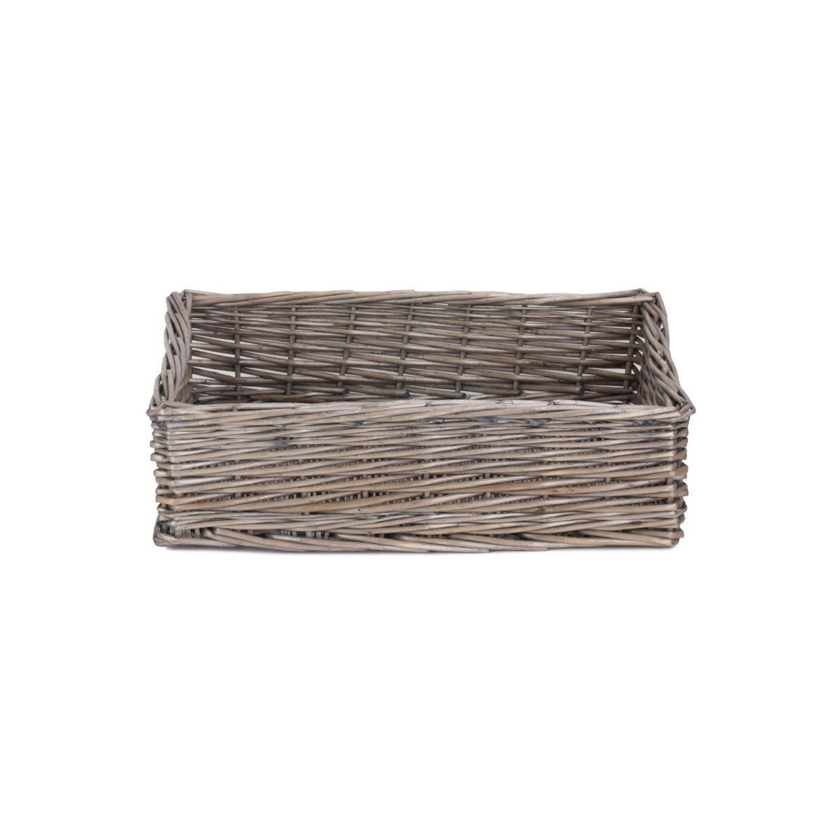 Large Antique Wash Straight-Sided Tray Basket