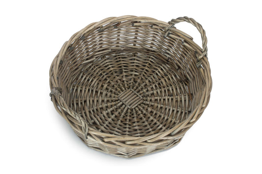Large Round Antique Wash Willow Display Tray Basket
