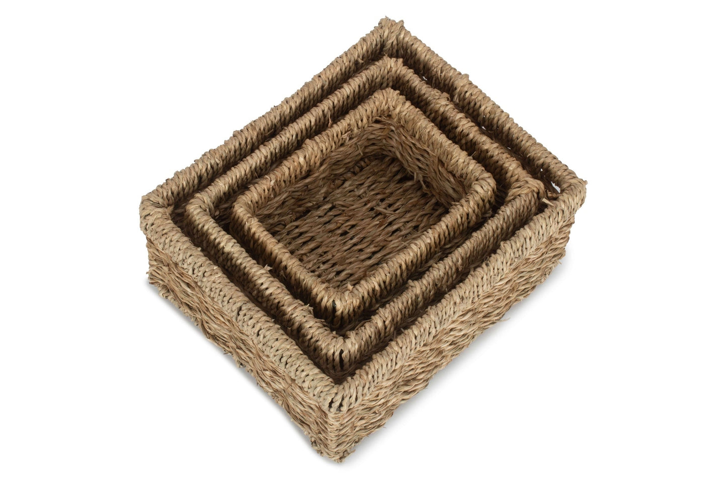 Rectangular Seagrass Small Tray Baskets Set 3