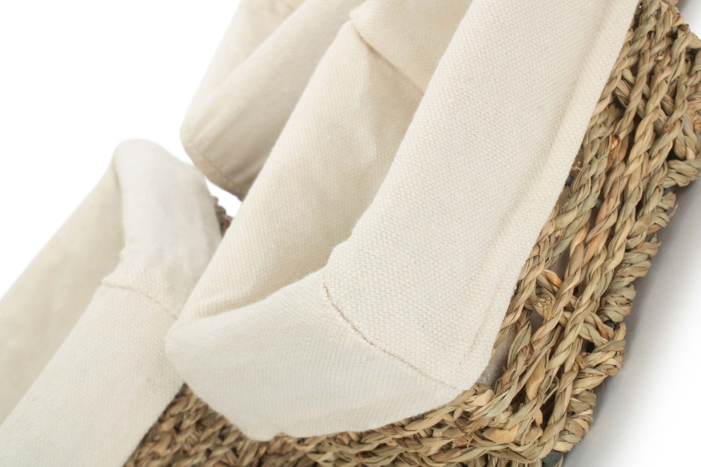Rectangular Seagrass Small Tray Baskets with White Lining Set 3