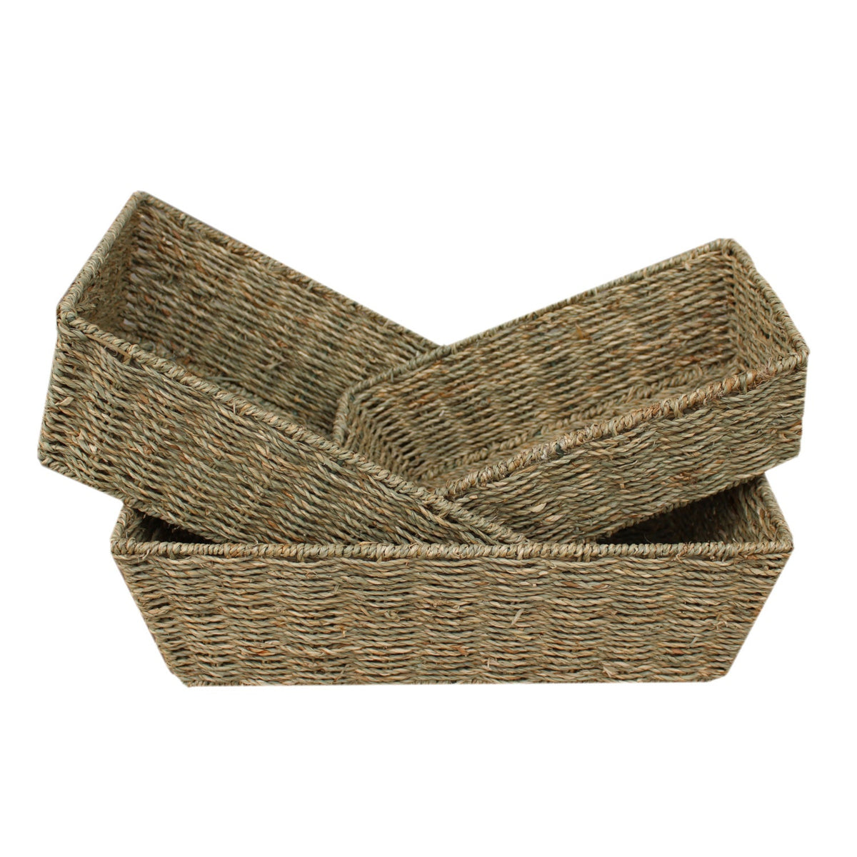 Set 3 Tapered Seagrass Tray Baskets