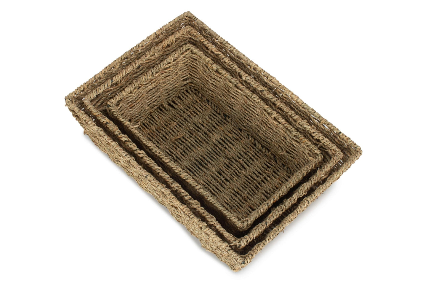 Set 3 Tapered Seagrass Tray Baskets