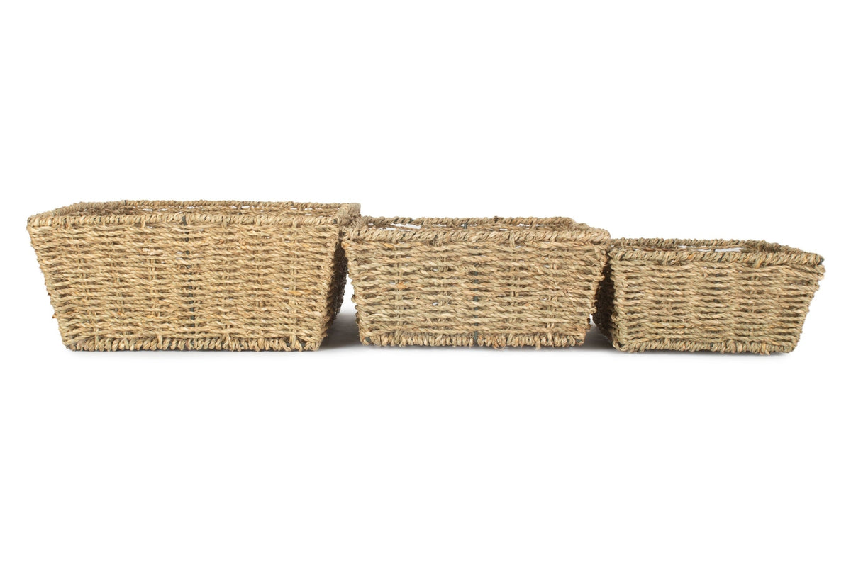 Set 3 Tapered Seagrass Tray Baskets