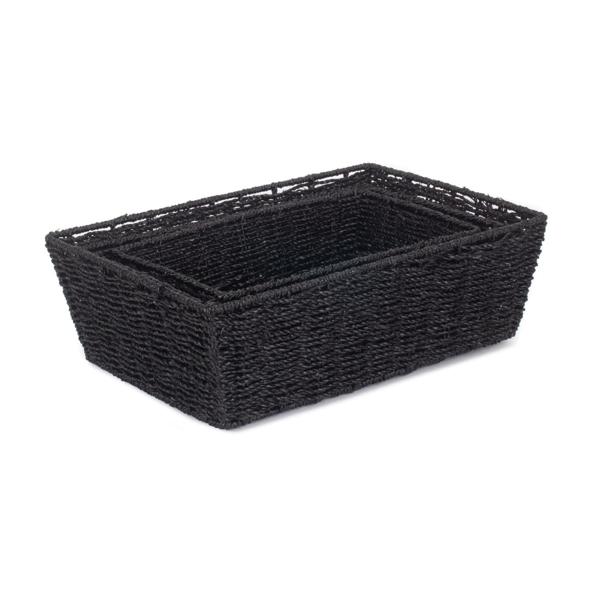 Black Paper Rope Tray Baskets Set of 3