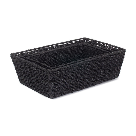 Black Paper Rope Tray Baskets Set of 3